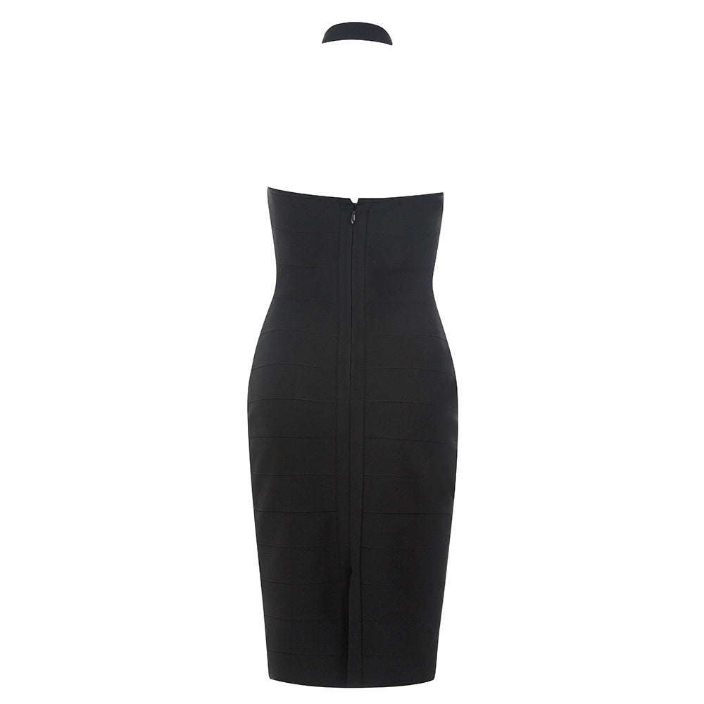 Halter Ribbed Bustier Midi Dress HV8719