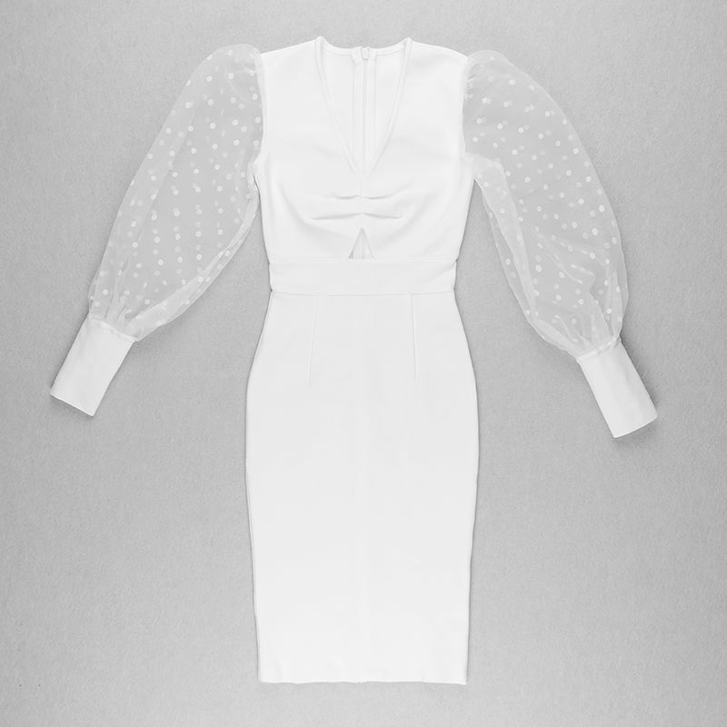 Puff Long Sleeve Midi Dress V8445