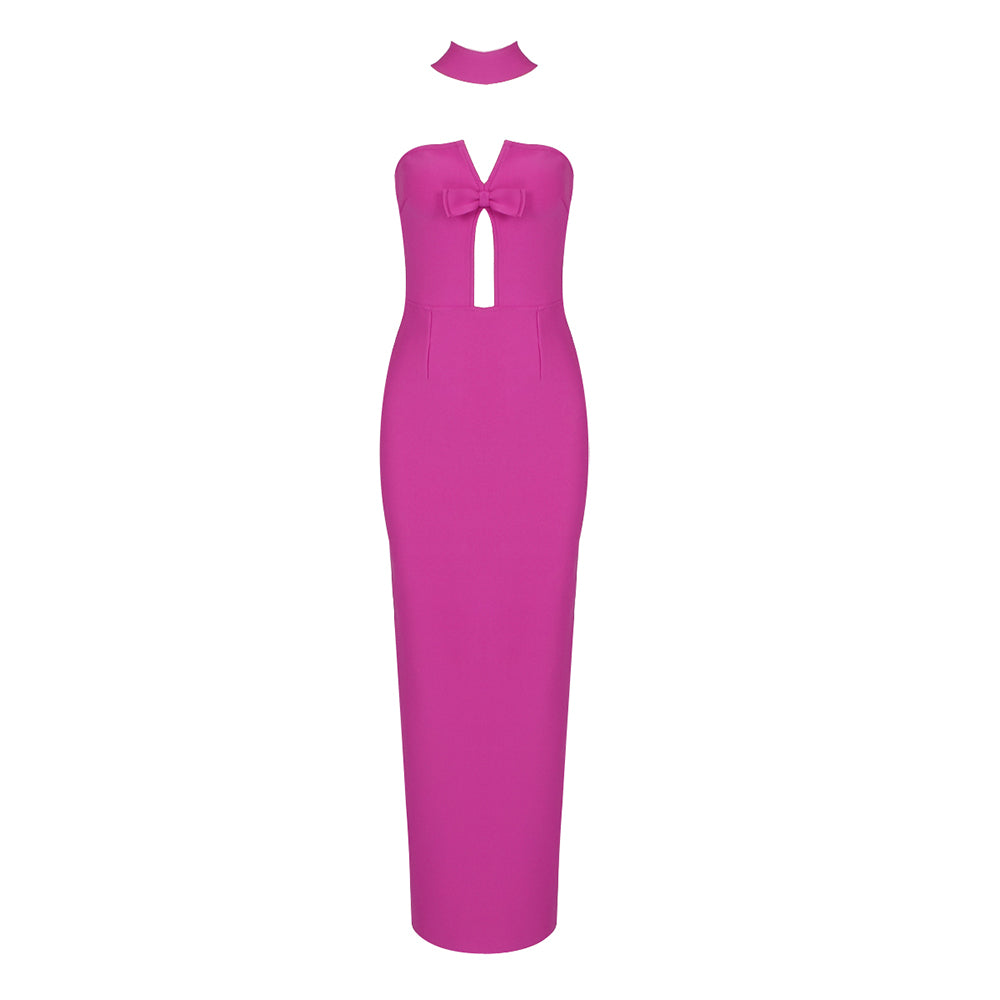 Choker Strapless Bow Maxi Dress HV8535