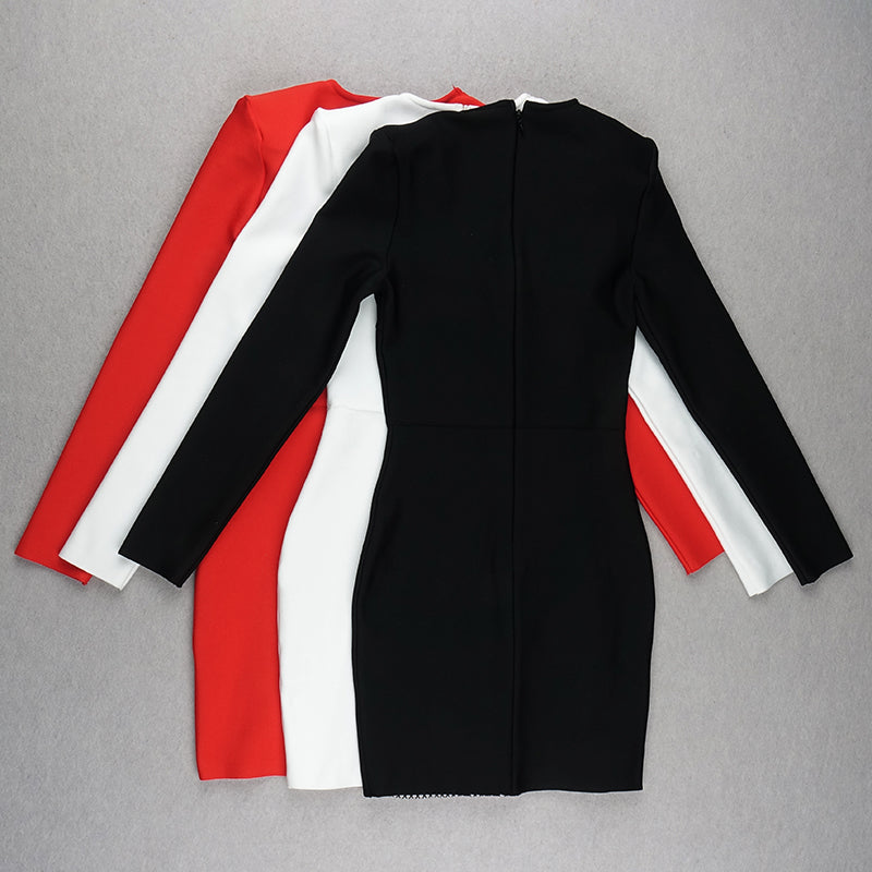 Long Sleeve Embellished Panel Detail Dress HV7072