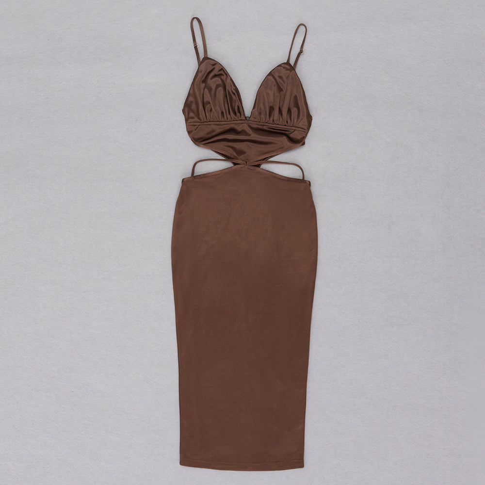 Bustier Strappy Cut Out Midi Dress HV8689