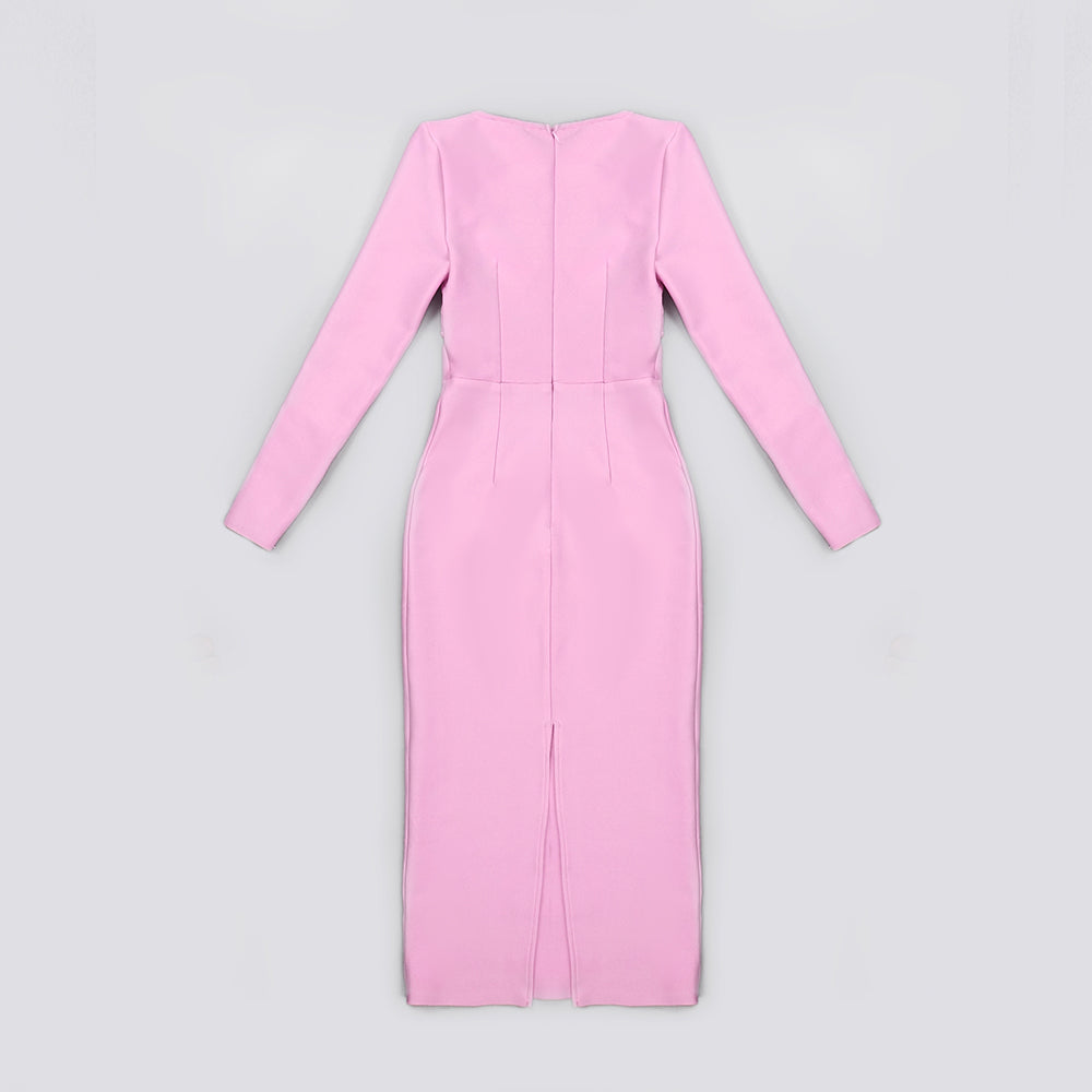 Long Sleeve Bustier Midi Dress HV8903