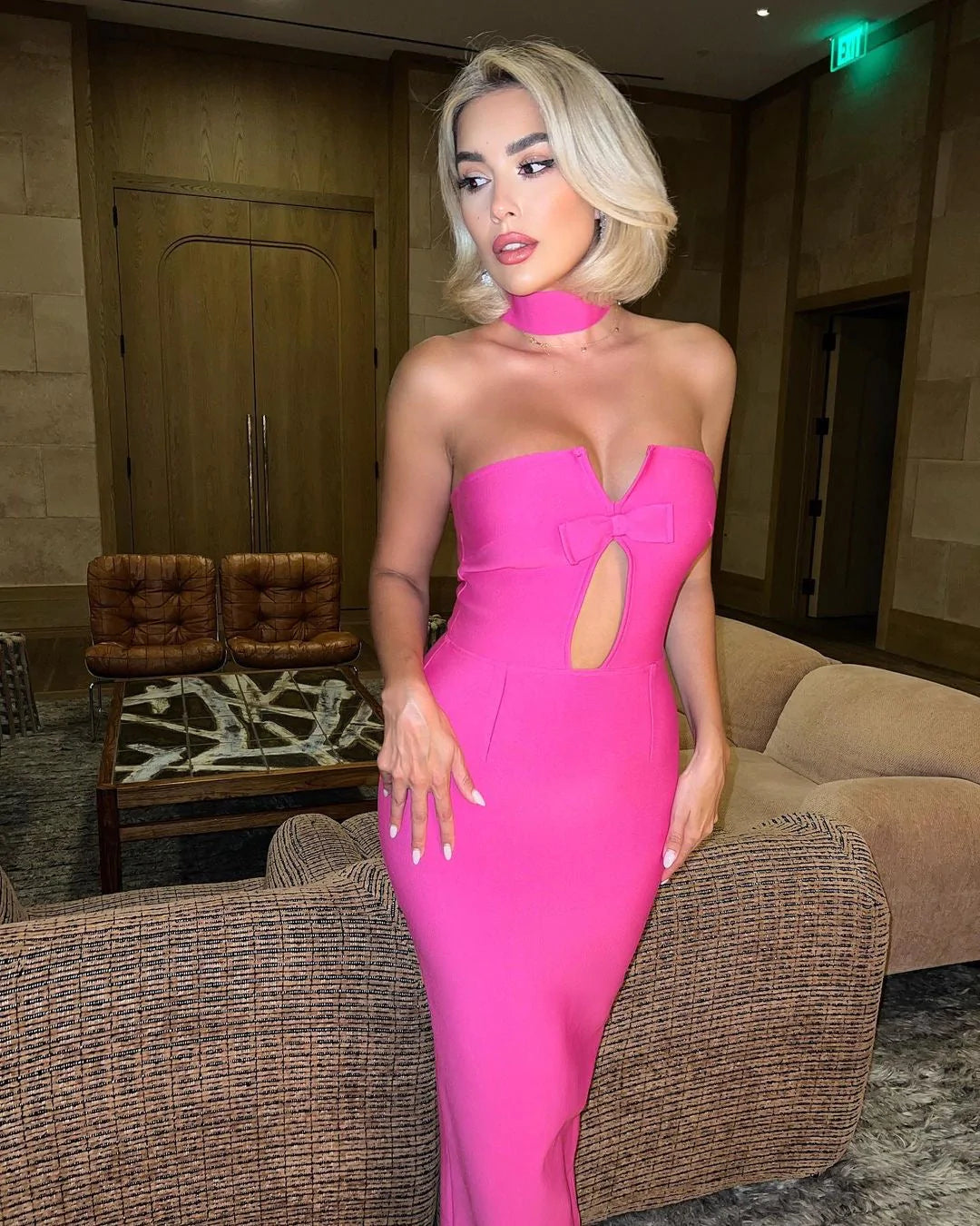 Choker Strapless Bow Maxi Dress HV8535