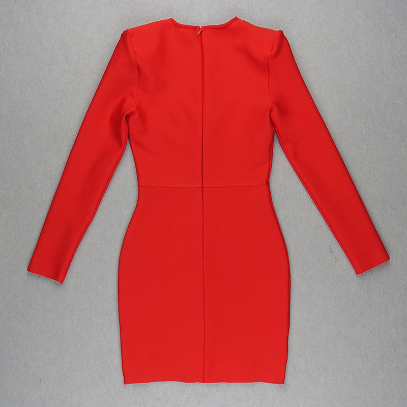 Long Sleeve Embellished Panel Detail Dress HV7072