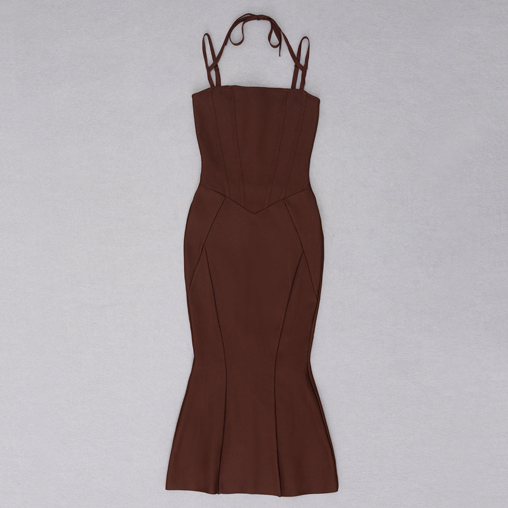 Halter Mermaid Midi Dress V8692