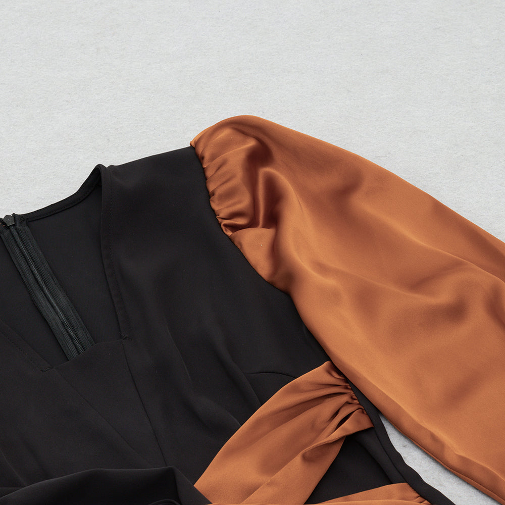 Puff Long Sleeve Midi Dress