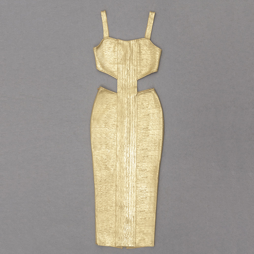 Woodgrain Foil Print Midi Dress HV8429