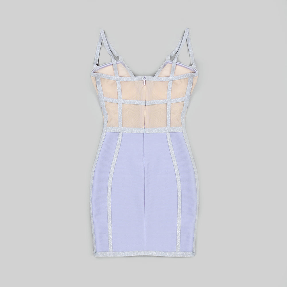 Silver Trim Structured Dress Lavender HV8573