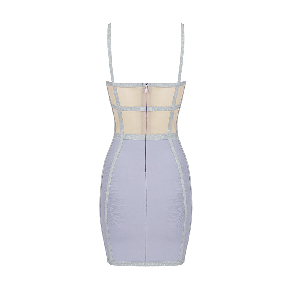 Silver Trim Structured Dress Lavender HV8573