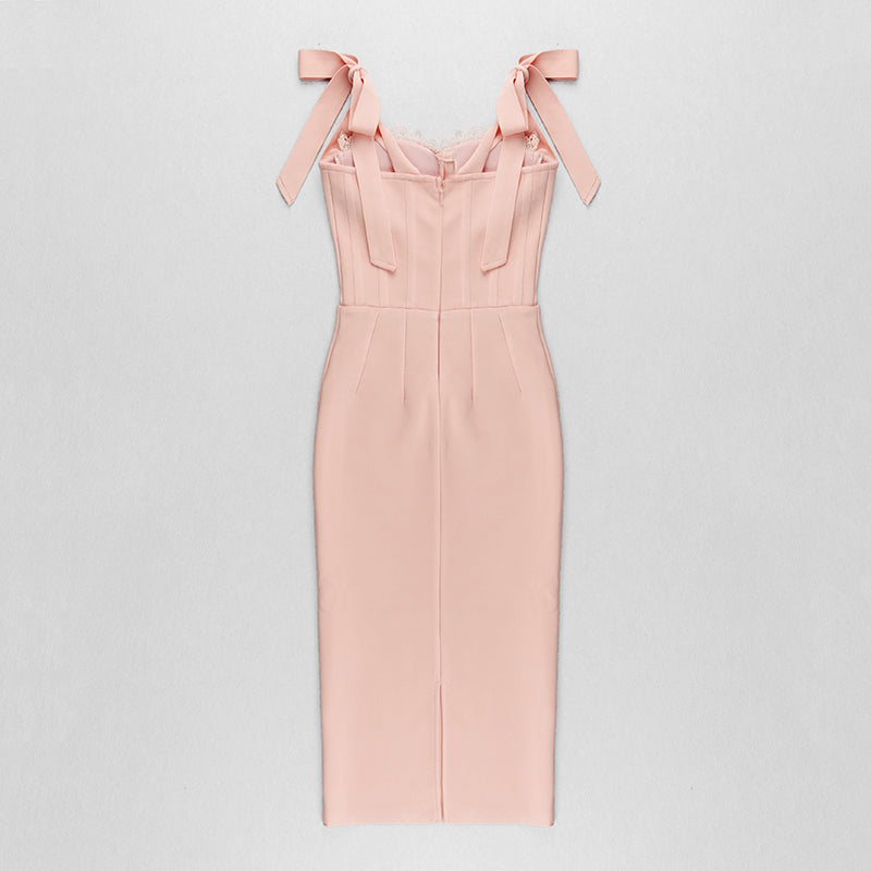 Tie Detail Lace Bustier Midi Dress HV7759