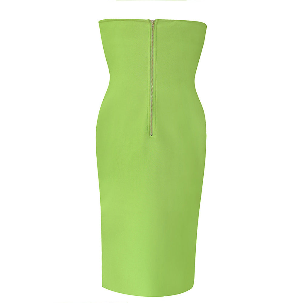 Strapless Cut Out Detail Dress Green HV8603
