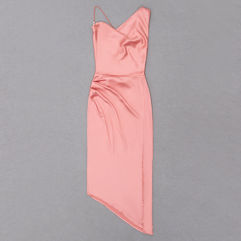 Draped Midi Silk Dress Pink HV8561