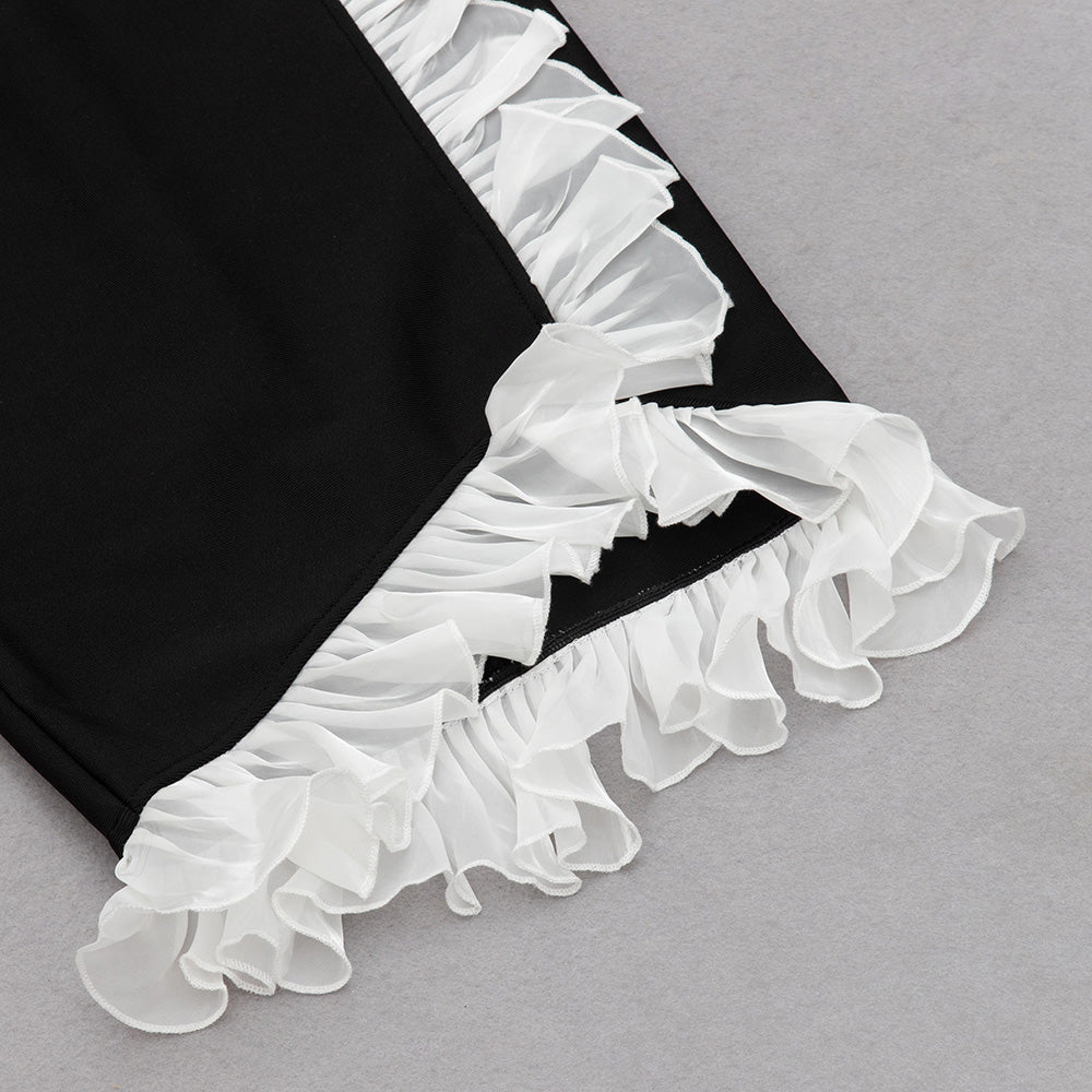Long Sleeve Ruffle Detail Midi Dress HV8991