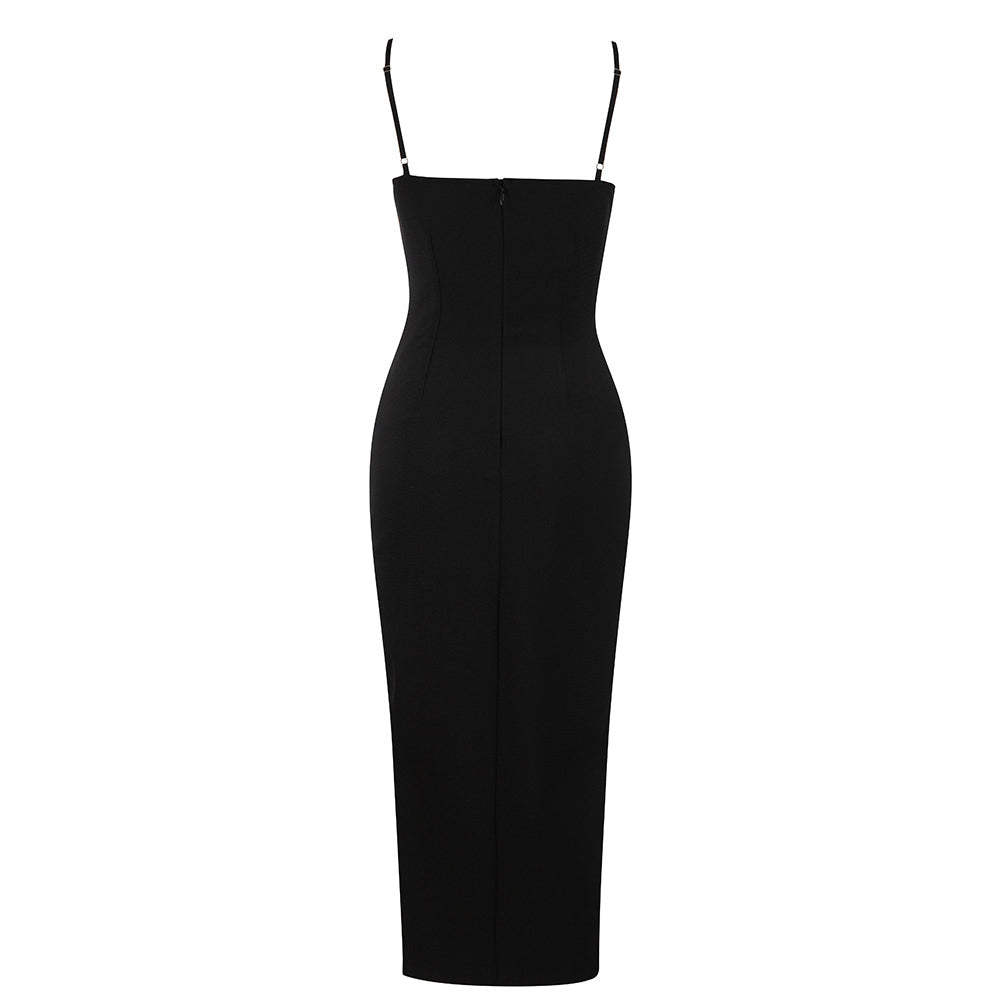 Bustier Mesh Midi Dress Black White HV8448