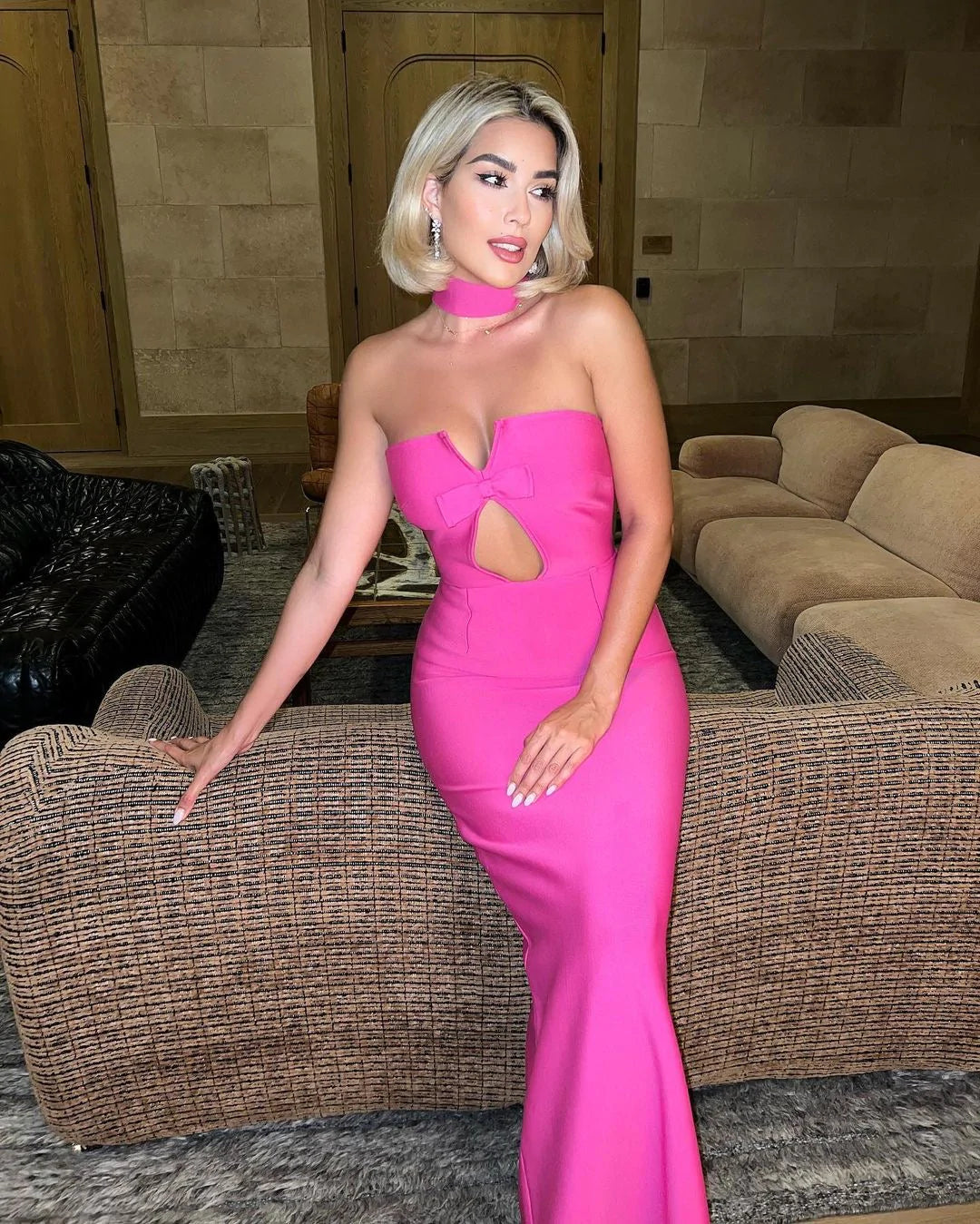 Choker Strapless Bow Maxi Dress HV8535