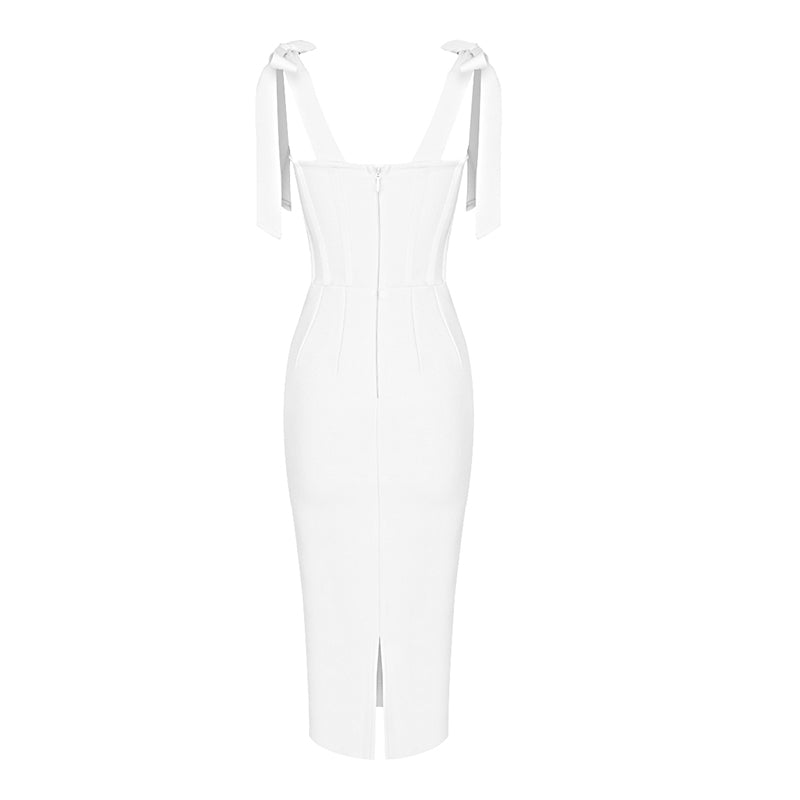 Tie Detail Lace Bustier Midi Dress HV7759