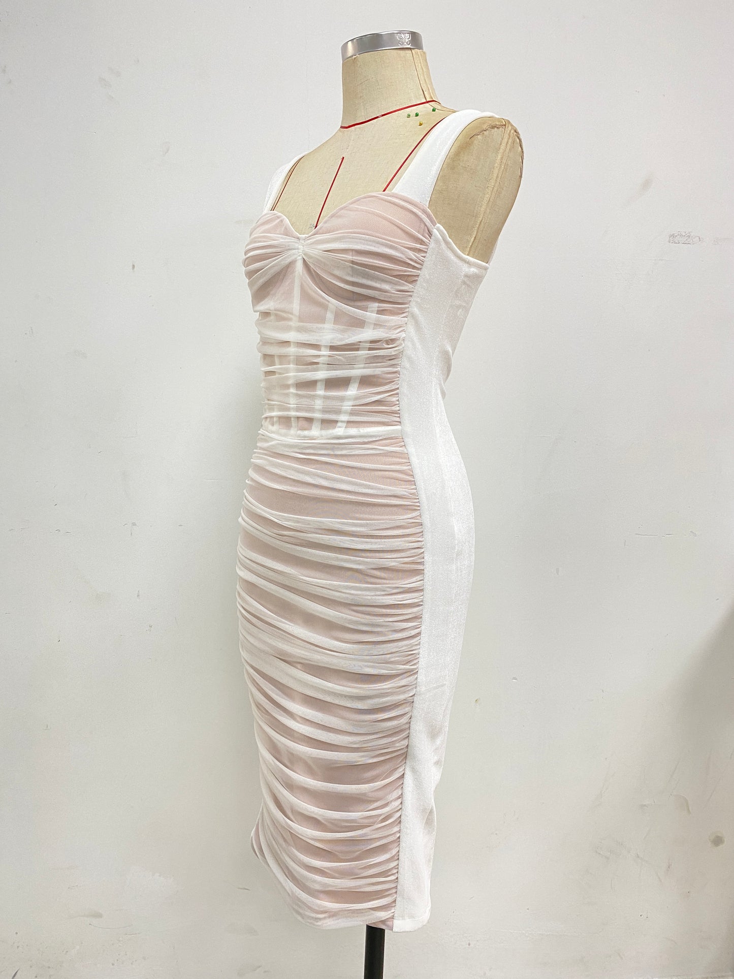 Bustier Structured Mesh Midi Dress HV8998