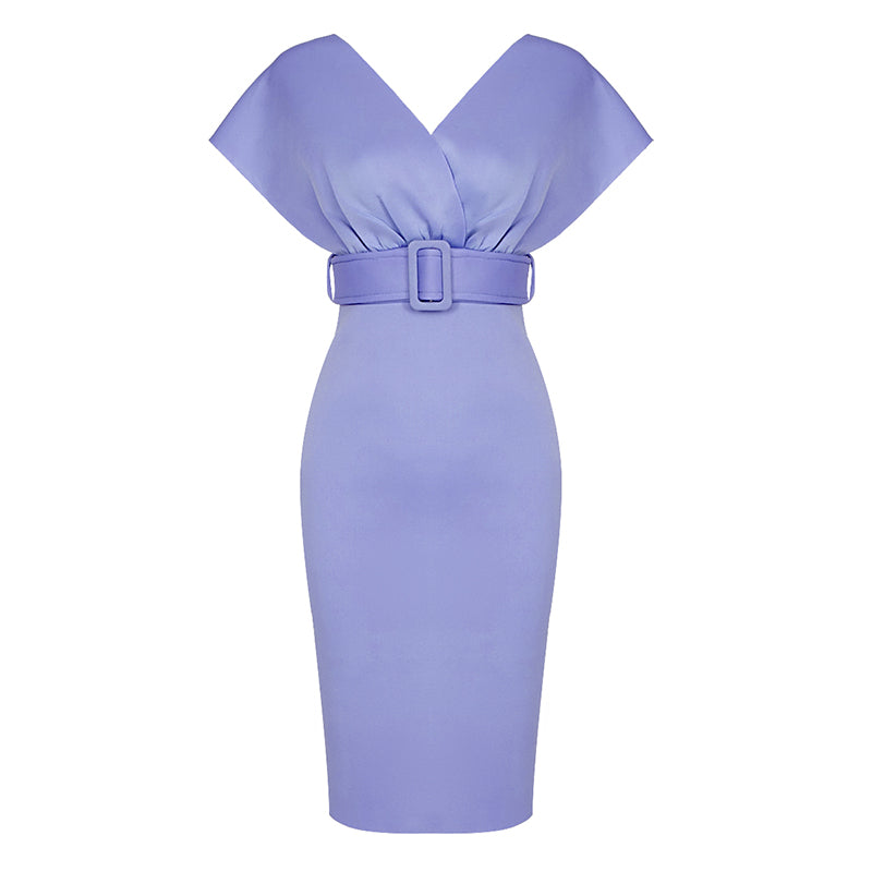 Off The Shoulder Belt Midi Dress HV7760
