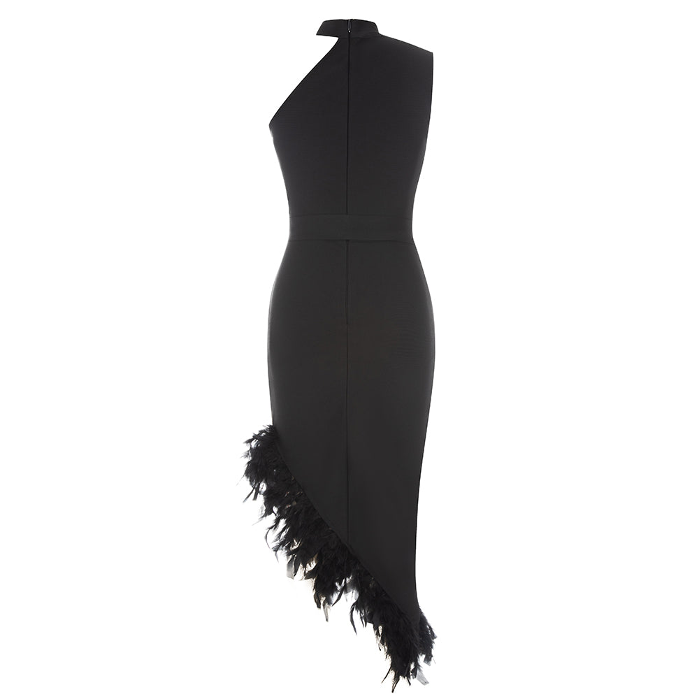 Choker Feather Belt Midi Dress HV8883