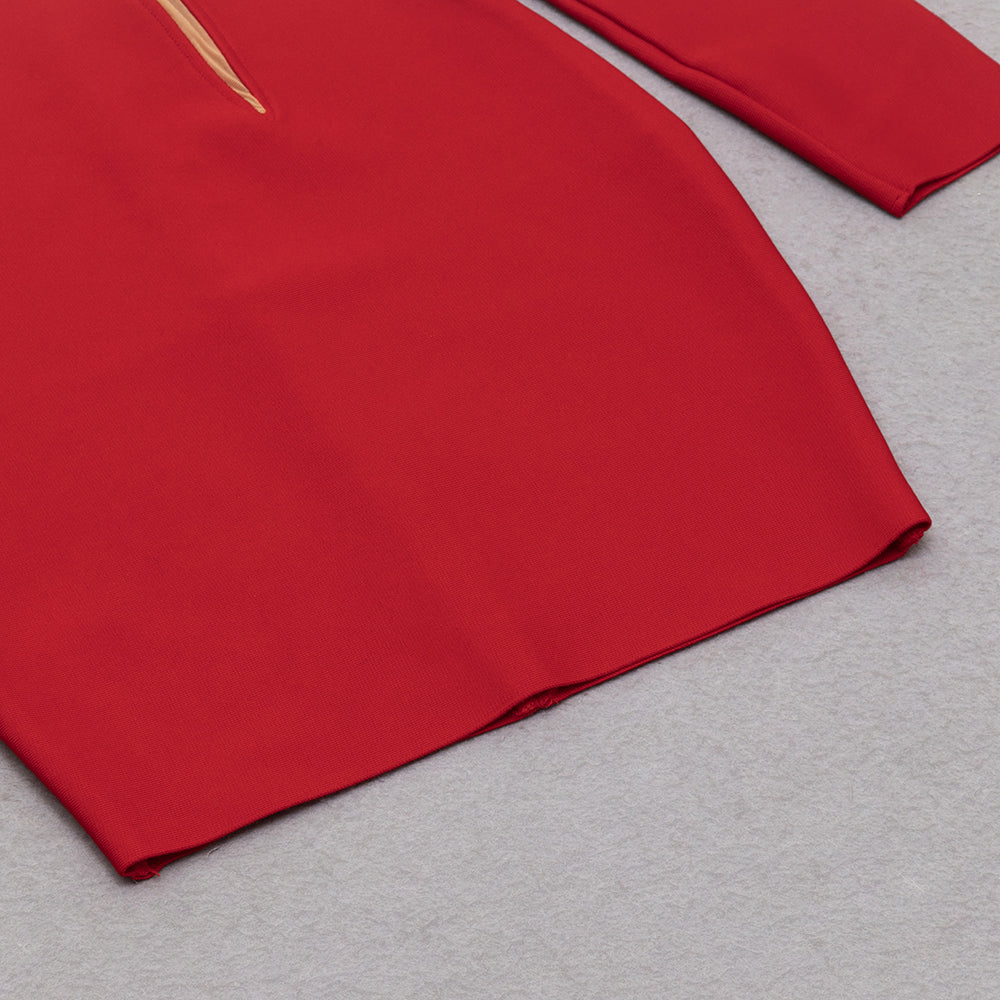 Long Sleeve Mesh Insert Dress V9017