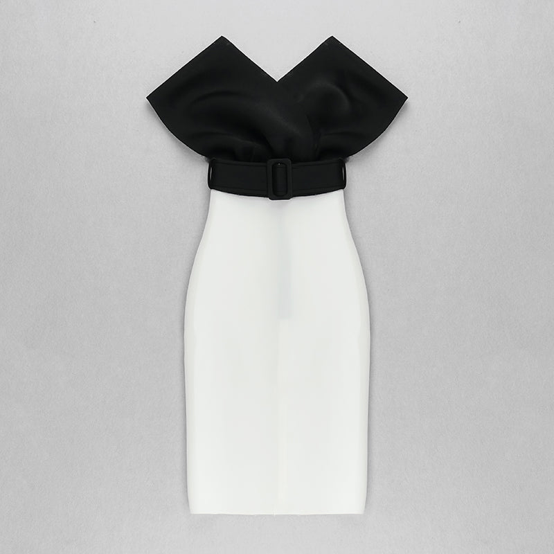 Off The Shoulder Belt Midi Dress HV7760