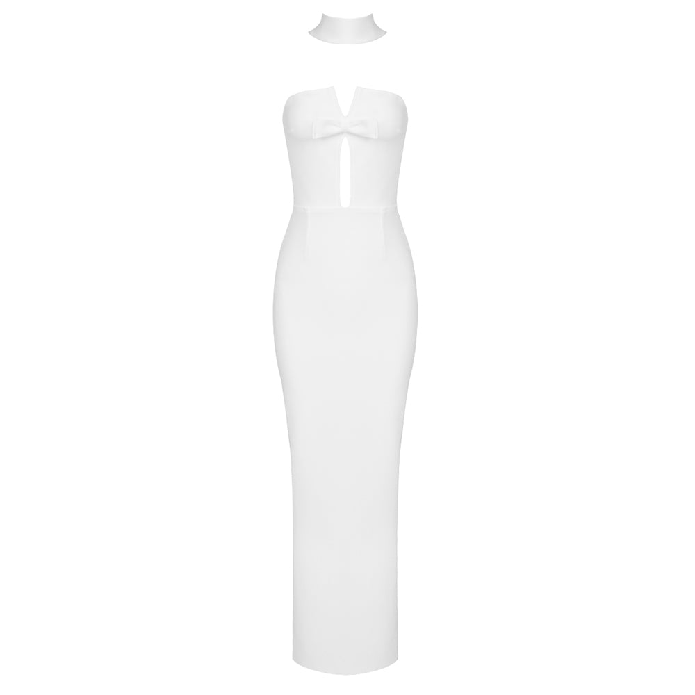 Choker Strapless Bow Maxi Dress HV8535