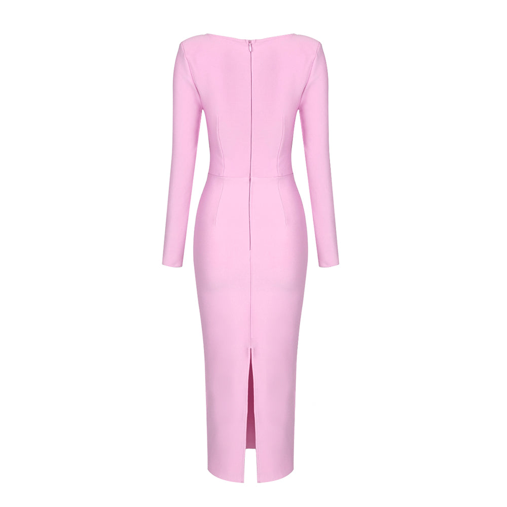 Long Sleeve Bustier Midi Dress HV8903