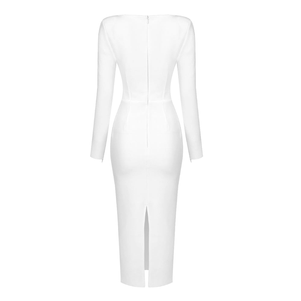 Long Sleeve Bustier Midi Dress HV8903