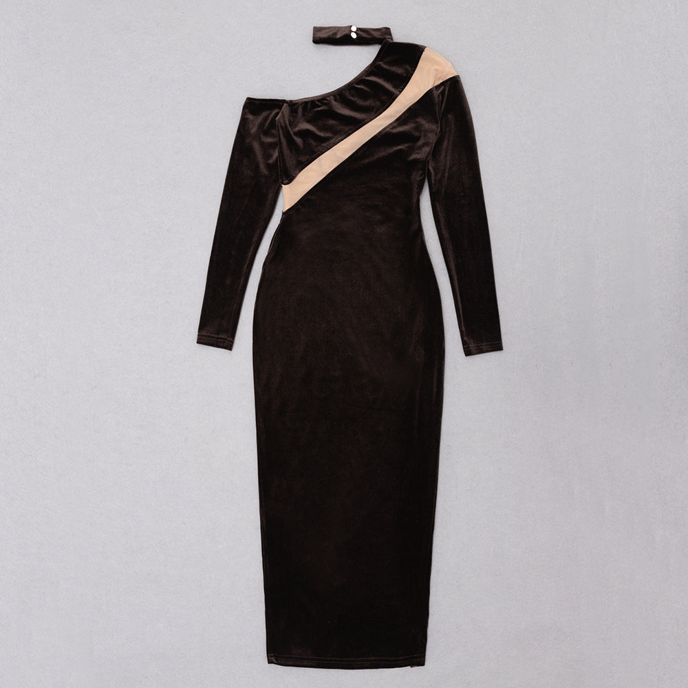 Choker Long Sleeve Mesh Midi Velvet V8888