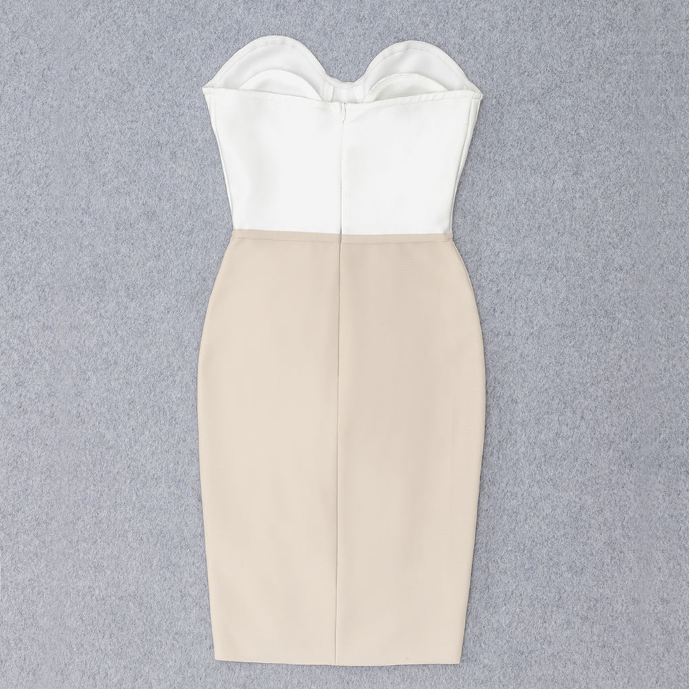 Strapless Bustier Lace Up Dress White Nude HV8789