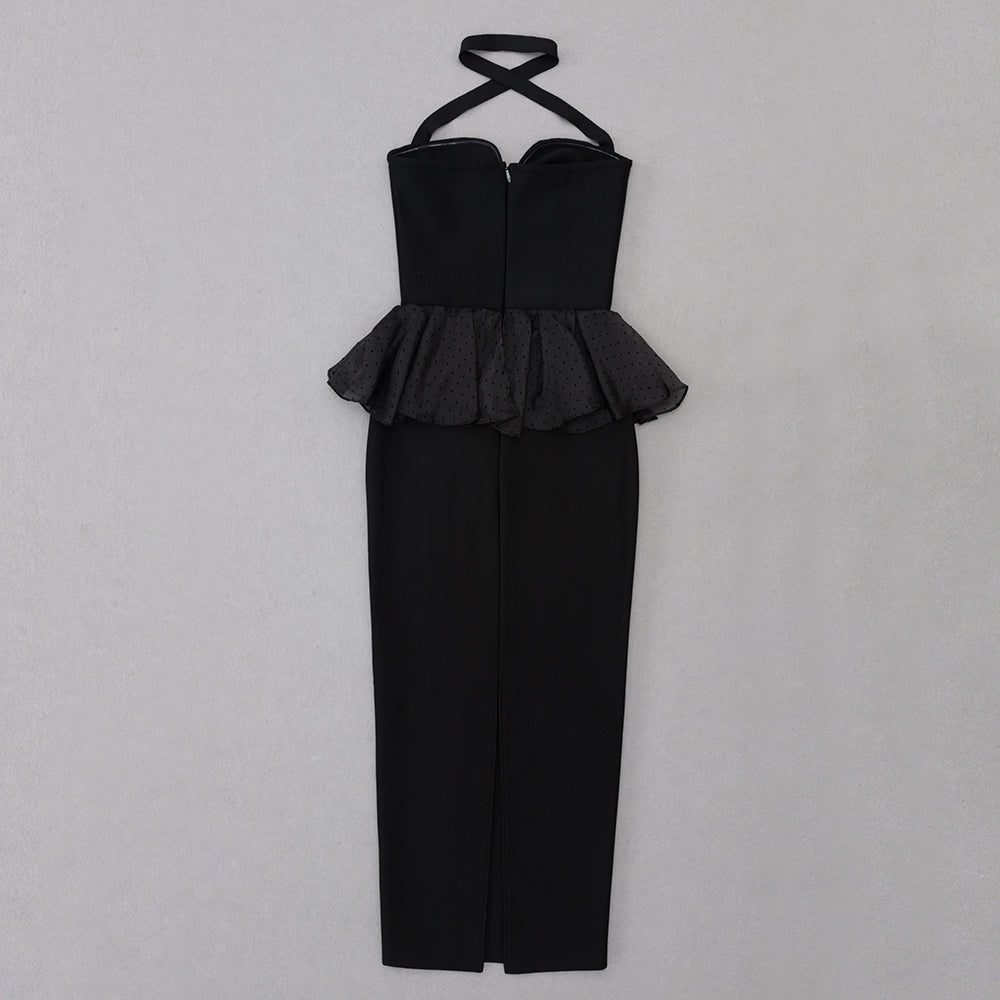 Halter Peplum Midi Dress HV8765