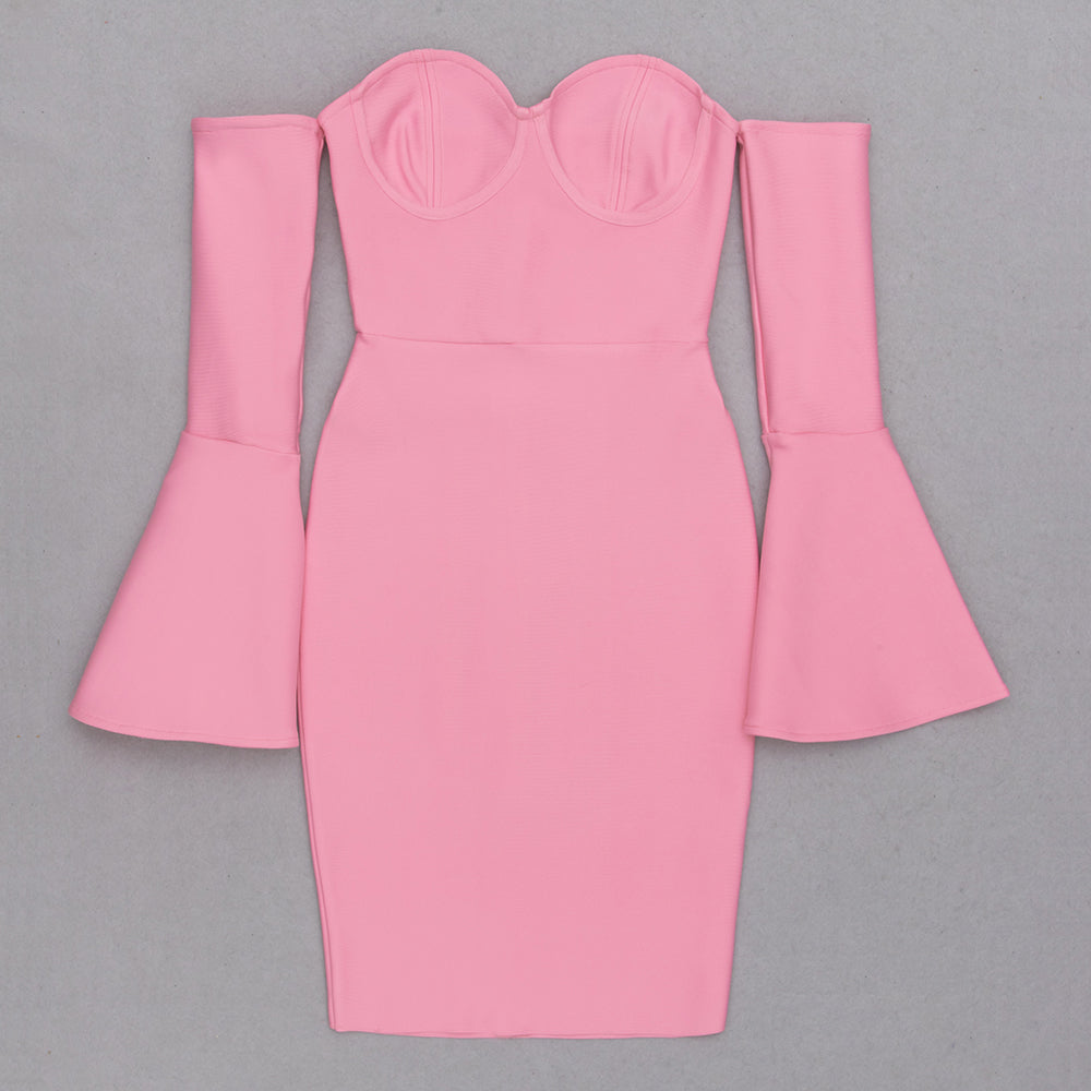 shoulder bustier dress pinkdesign