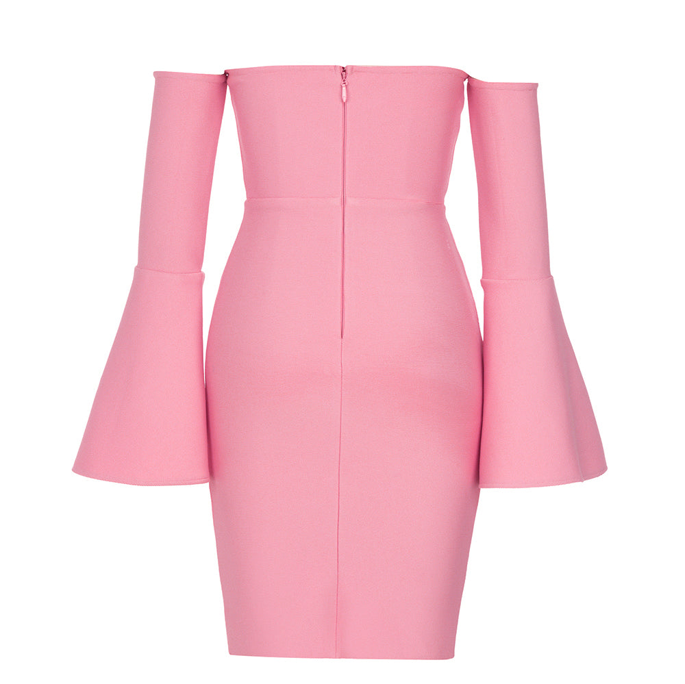 shoulder bustier dress pinkdesign