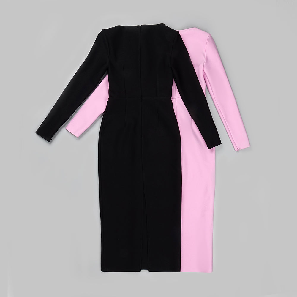 Long Sleeve Bustier Midi Dress HV8903