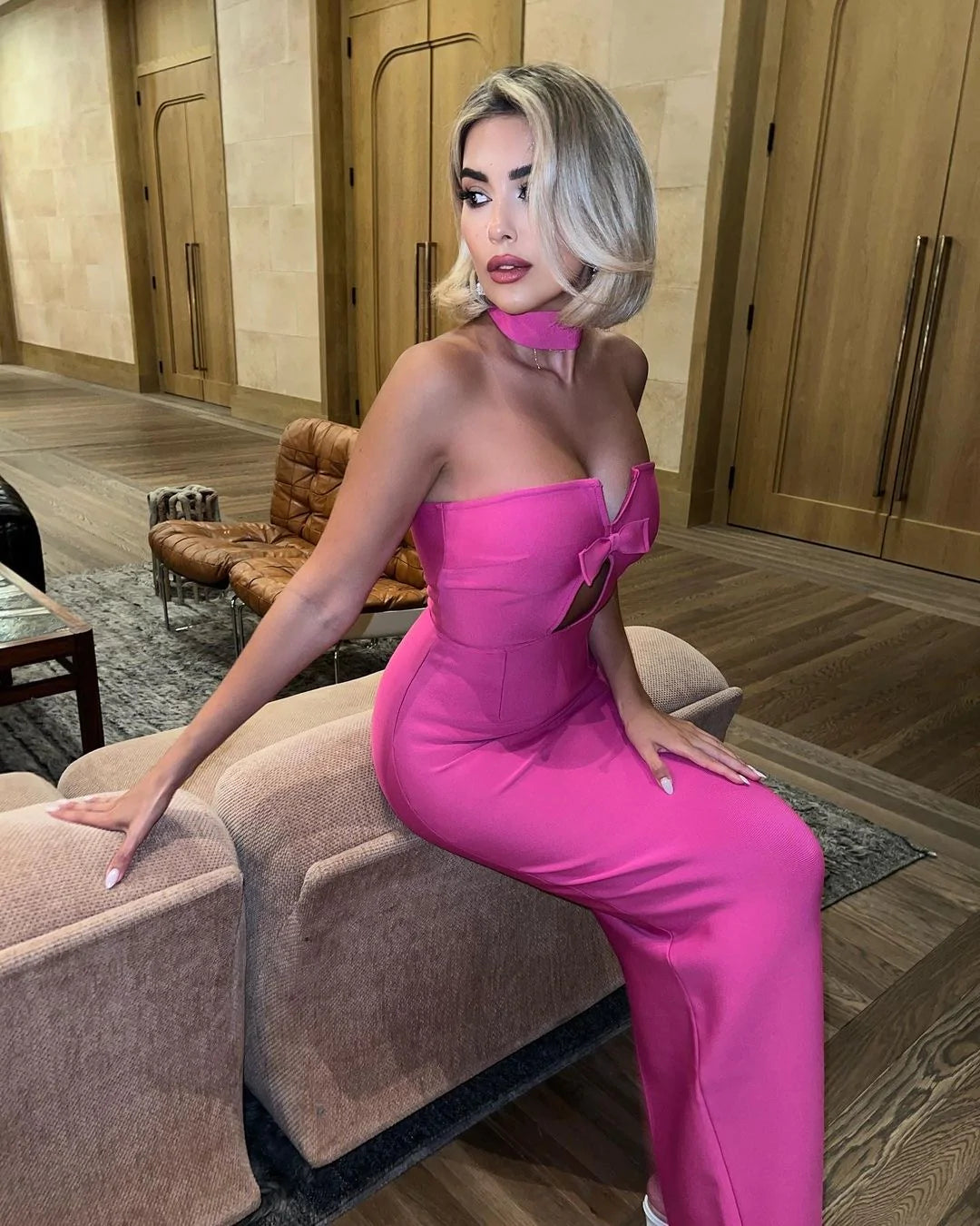 Choker Strapless Bow Maxi Dress HV8535