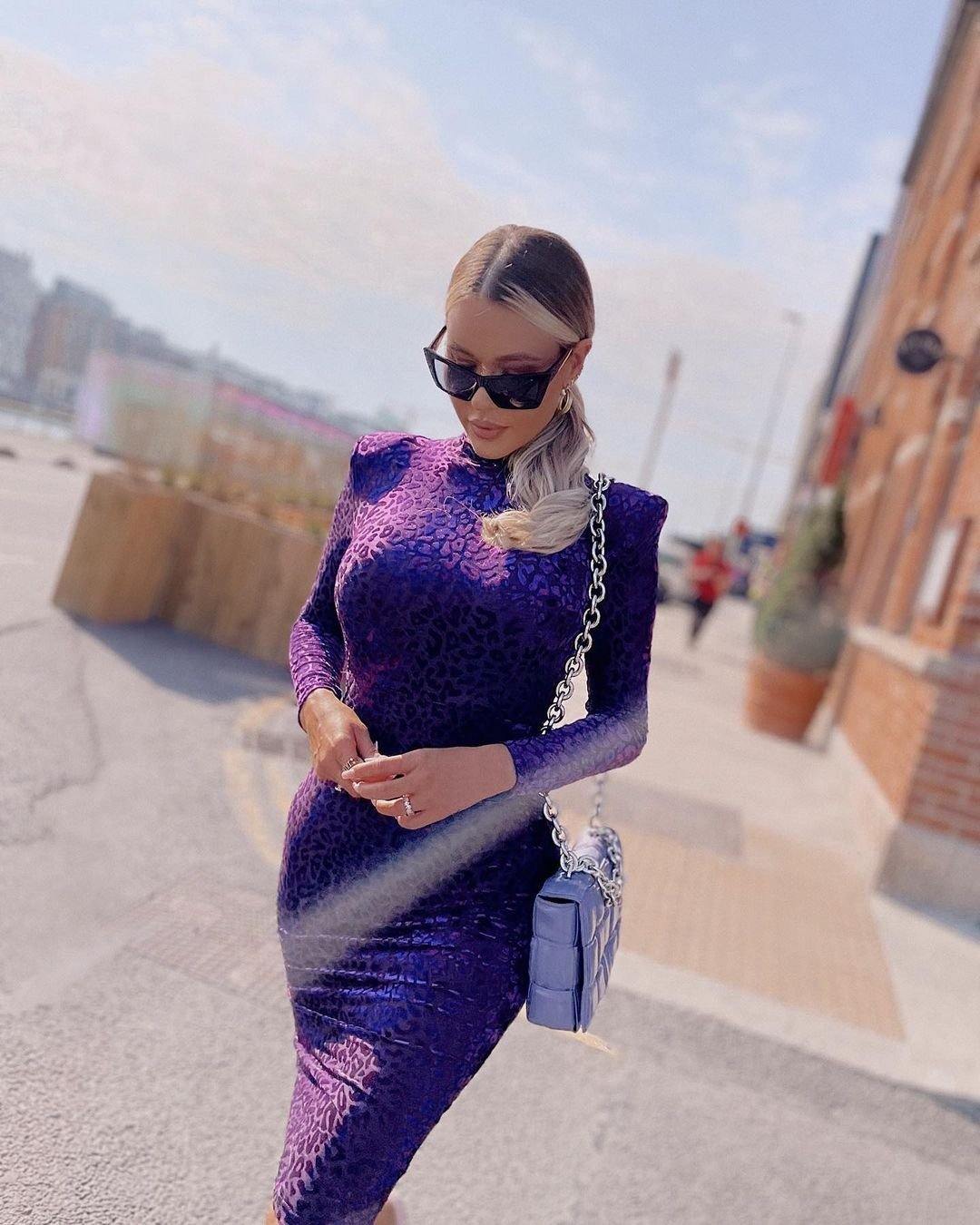 Long Sleeve Animal Print Midi Velvet Dress HV7605