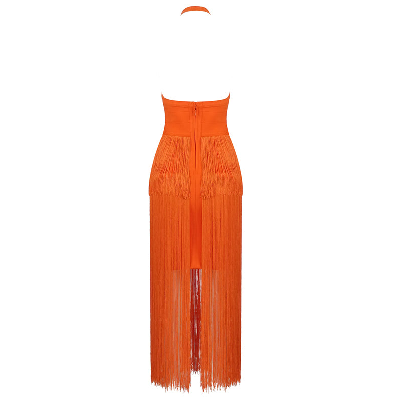 Halter Tassel Midi Dress HV7533
