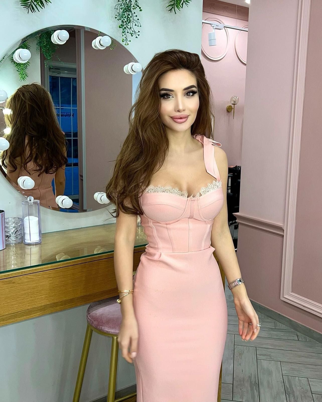 Tie Detail Lace Bustier Midi Dress HV7759