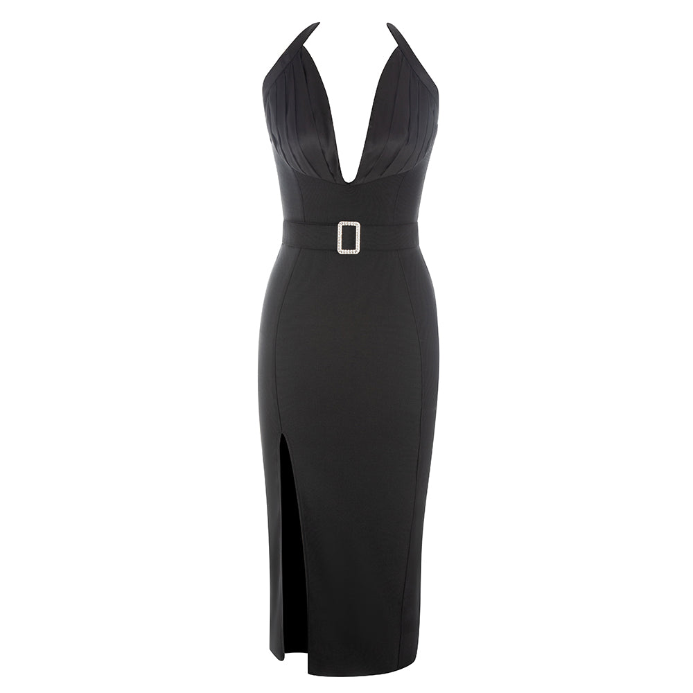 Halter Pleated Bustier Belt Midi HV8811