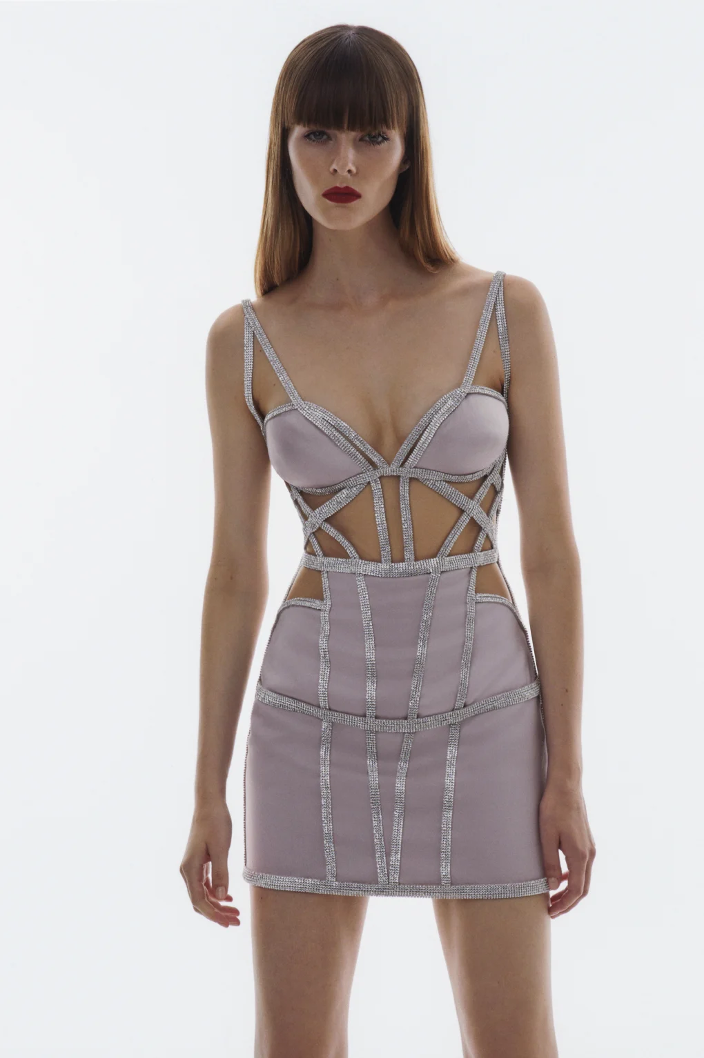 Silver Trim Structured Dress Lavender HV8573