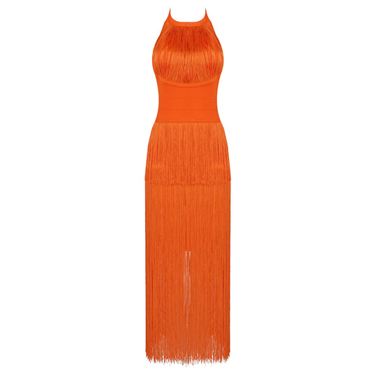 Halter Tassel Midi Dress  HV7533