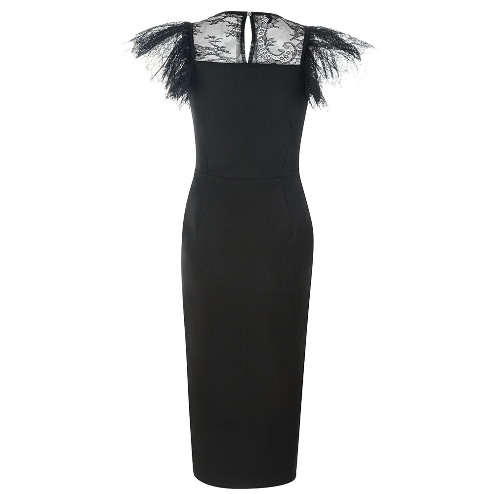 Lace Ruffle Midi Dress HV8784