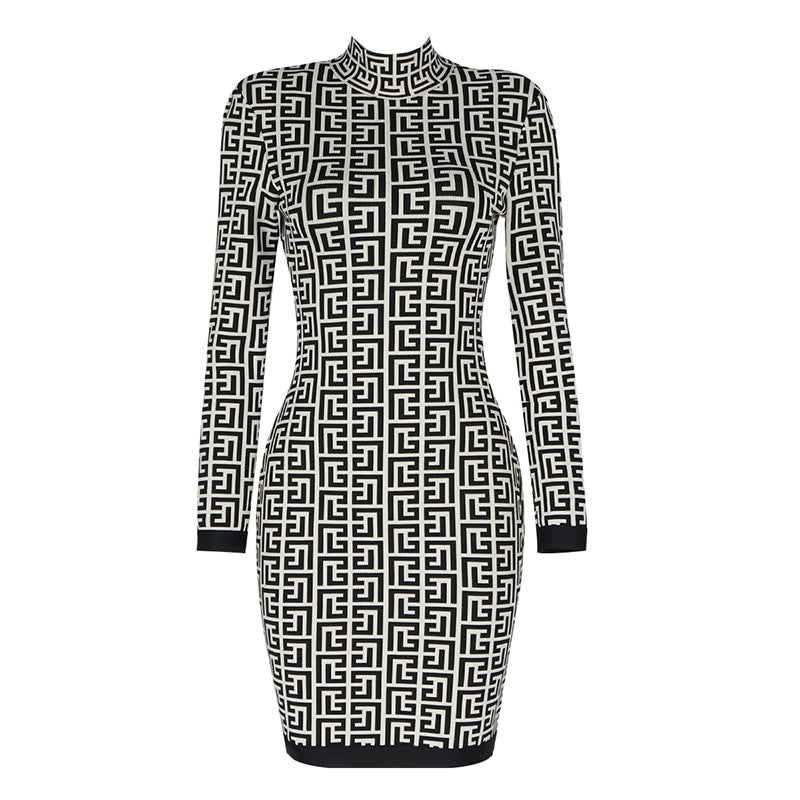 Long Sleeve Printed Dress HV7232