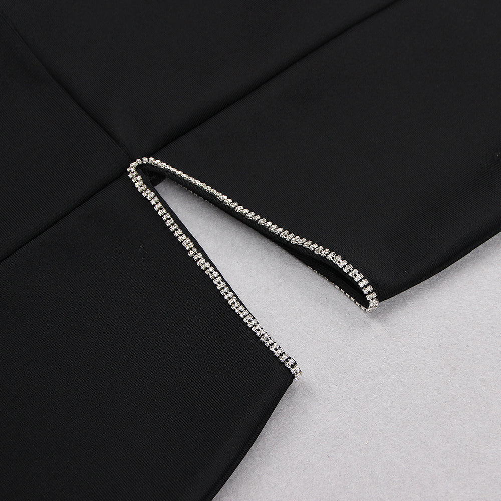 One Shoulder Rhinestone Trim Dress