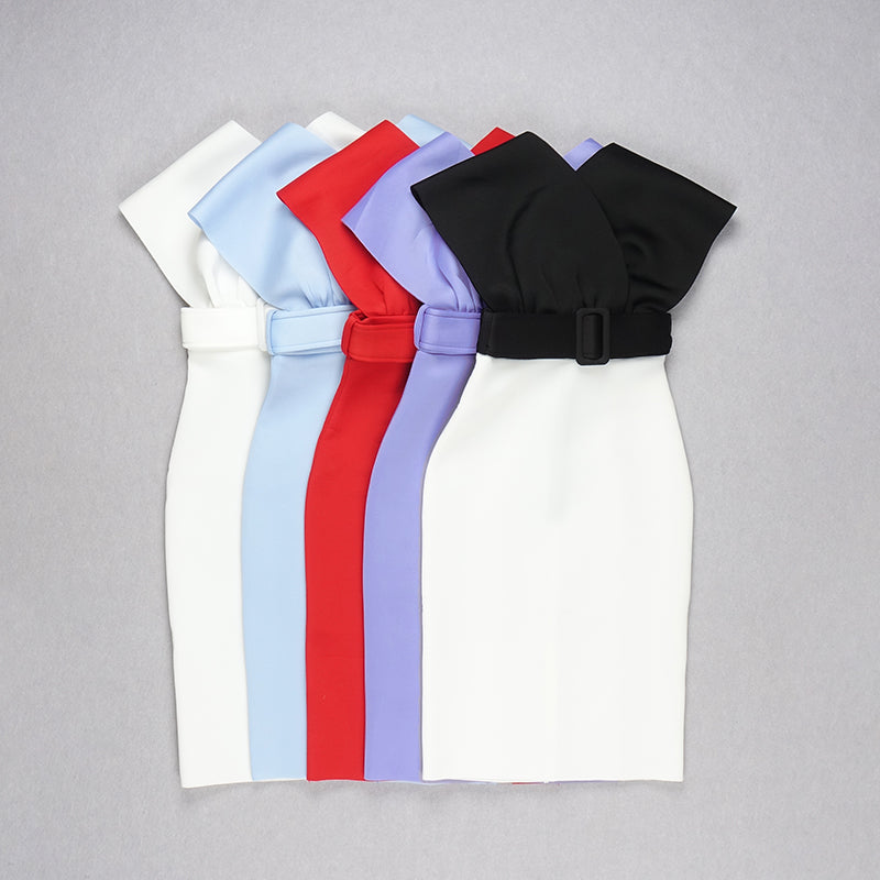 Off The Shoulder Belt Midi Dress HV7760