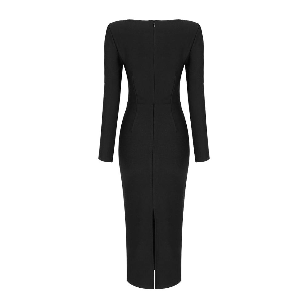 Long Sleeve Bustier Midi Dress HV8903