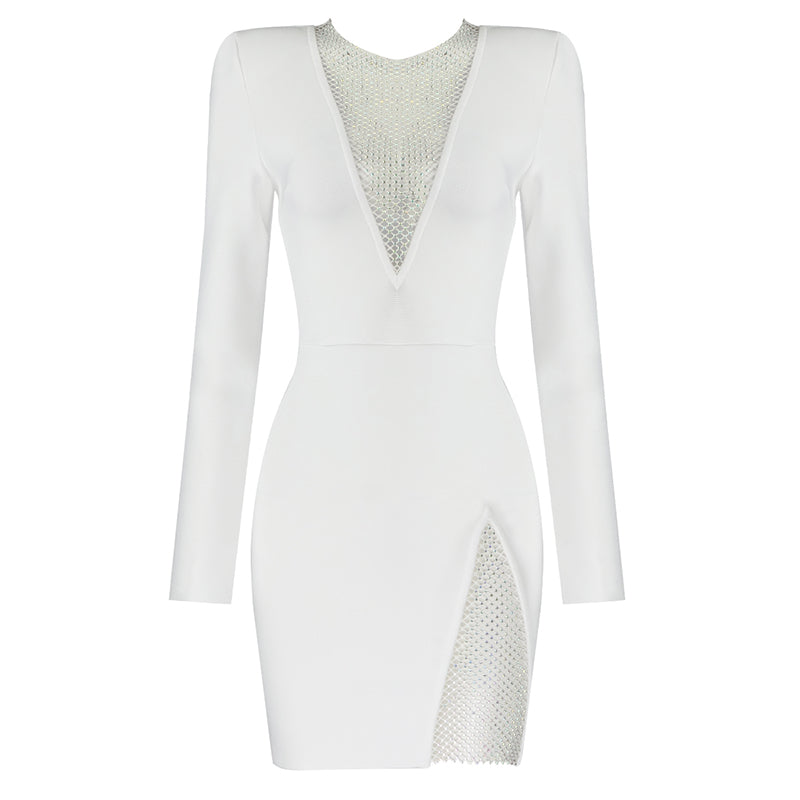 Long Sleeve Embellished Panel Detail Dress HV7072