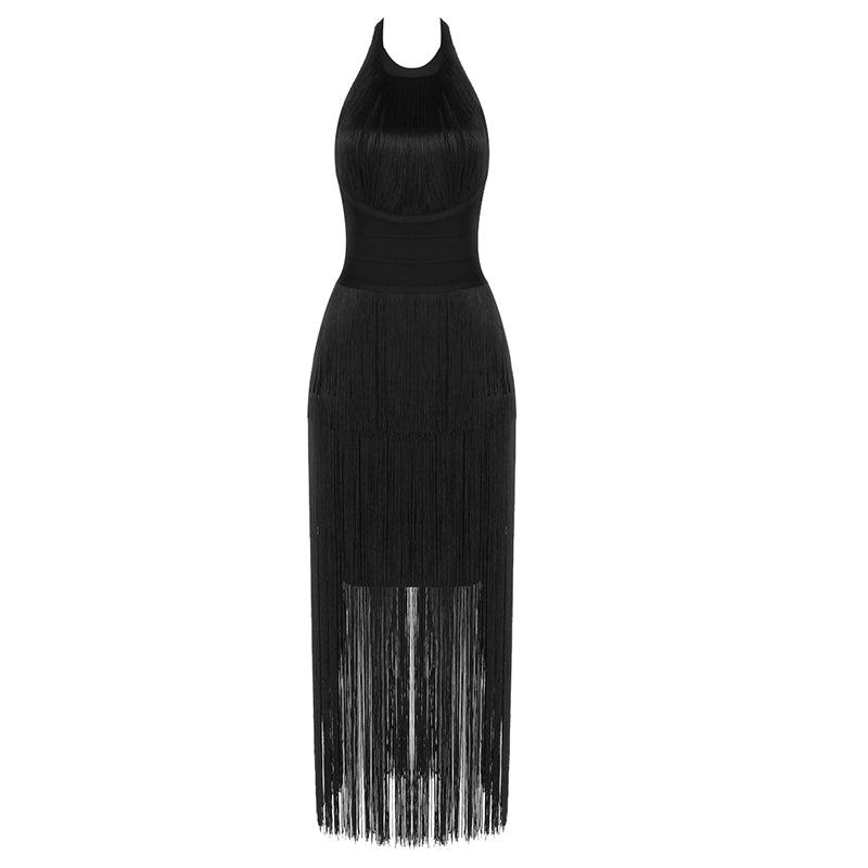 Halter Tassel Midi Dress HV7533