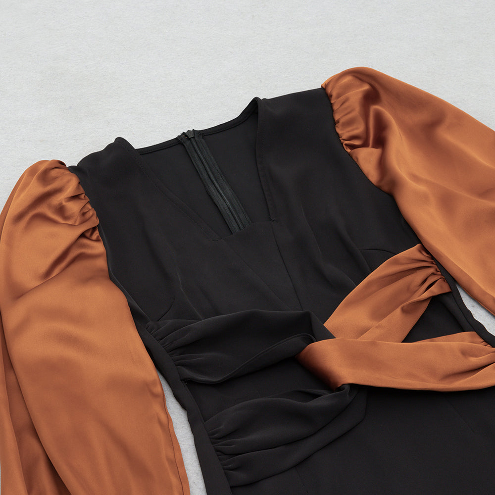 Puff Long Sleeve Midi Dress