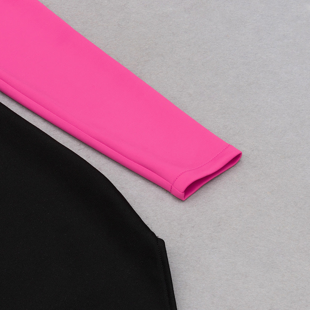 One Sleeve Midi Dress Hot Pink V8983